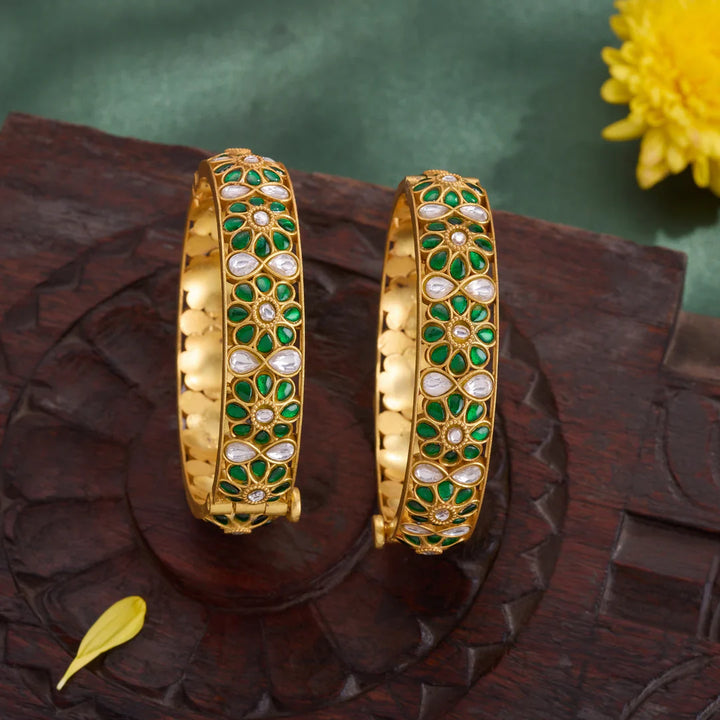 Pure 92.5 Silver, Gold Plated Pearella Bangles