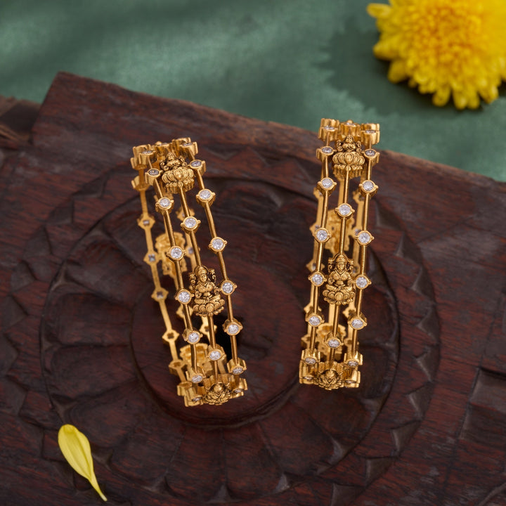 92.5 Silver, Gold Plated,Shree Trayi Bangles | SHOBITAM