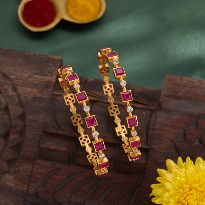 Pure 92.5 Silver, Gold Plated Nine Line Charm Bangles