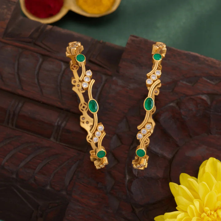 Pure 92.5 Silver, Gold Plated Samira Oval Bangles