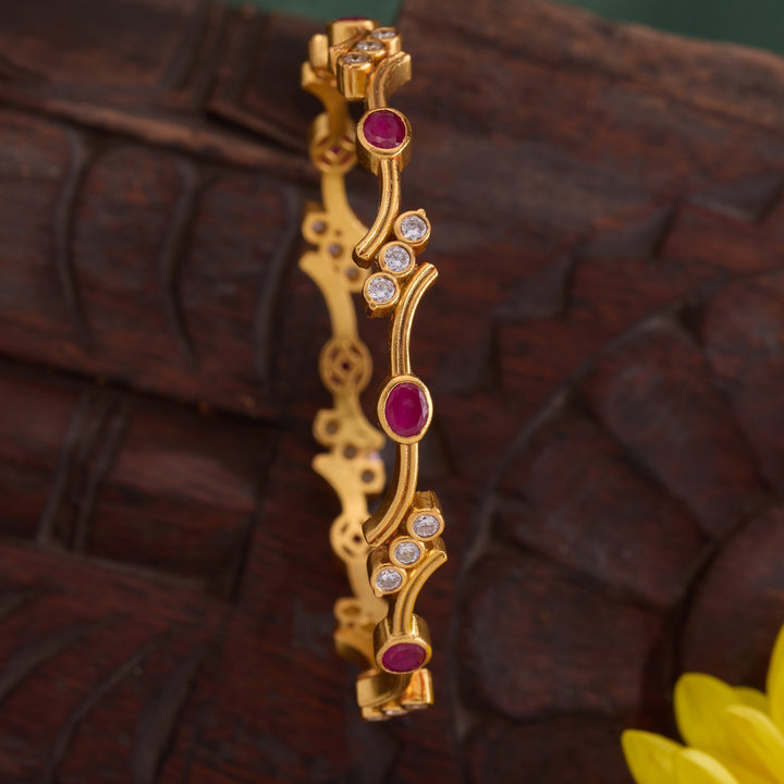 92.5 Silver, 24kt Gold Polish Samira Oval Bangles | SHOBITAM
