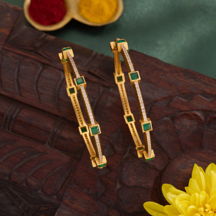 92.5 Silver, 24kt Gold Polish Squivva Gems Bangles | SHOBITAM