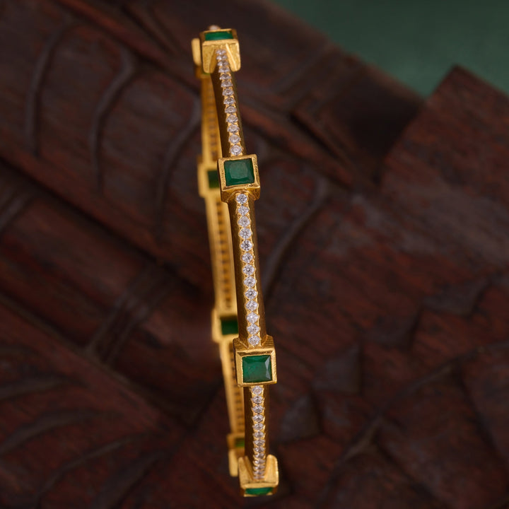 92.5 Silver, 24kt Gold Polish Squivva Gems Bangles | SHOBITAM