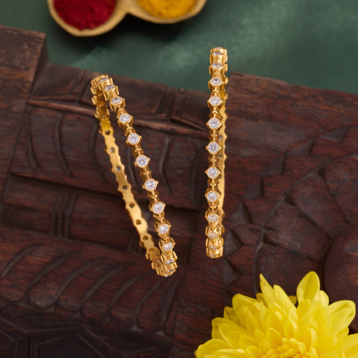 92.5 Silver, Gold Plated,Crystina Stone Bangles | SHOBITAM