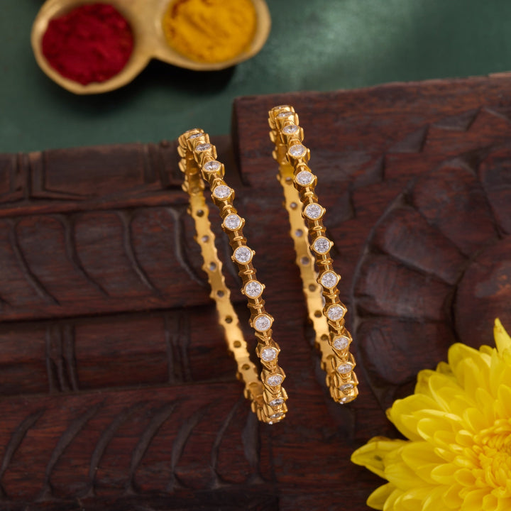 92.5 Silver, Gold Plated,Crystina Stone Bangles | SHOBITAM