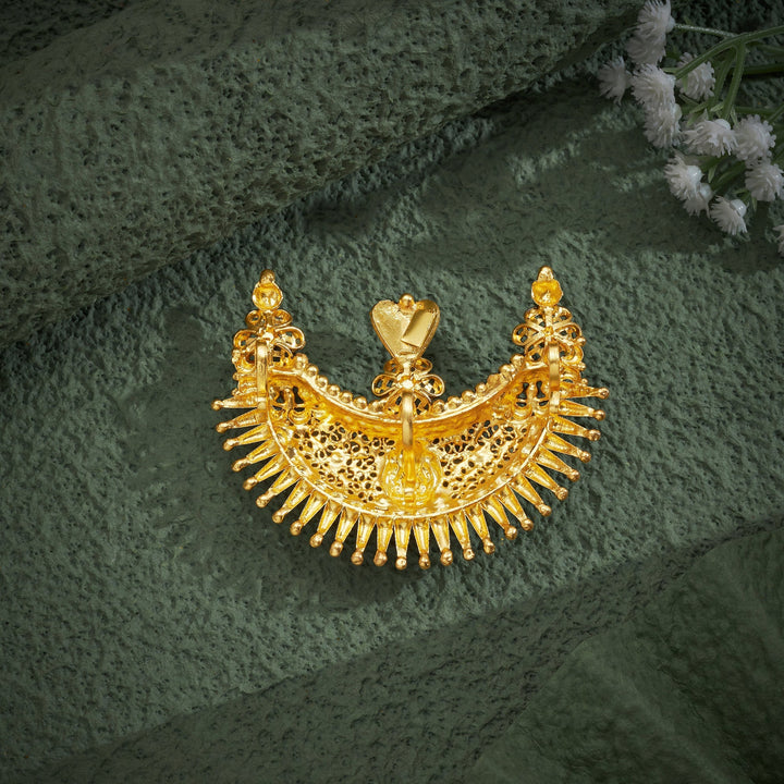 92.5 Silver Gold Plated Temple Kurgi Pendant|SHOBITAM