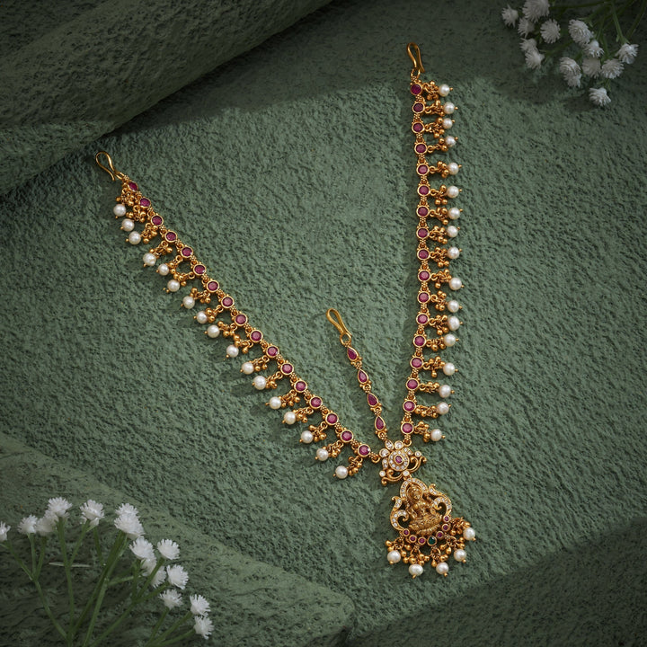 92.5 Silver, 24kt Gold Polish Niraaya Temple Sheeshphool  | SHOBITAM
