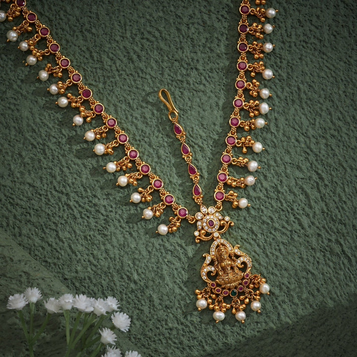 92.5 Silver, 24kt Gold Polish Niraaya Temple Sheeshphool  | SHOBITAM
