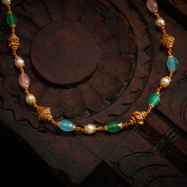 92.5 Silver, 24kt Gold Polish Neeli Antique Beaded | SHOBITAM