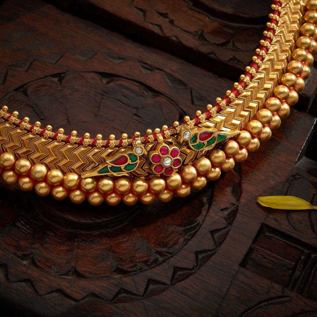 92.5 Silver ,Gold Plated Mitthu-Phool Antique Choker | SHOBITAM