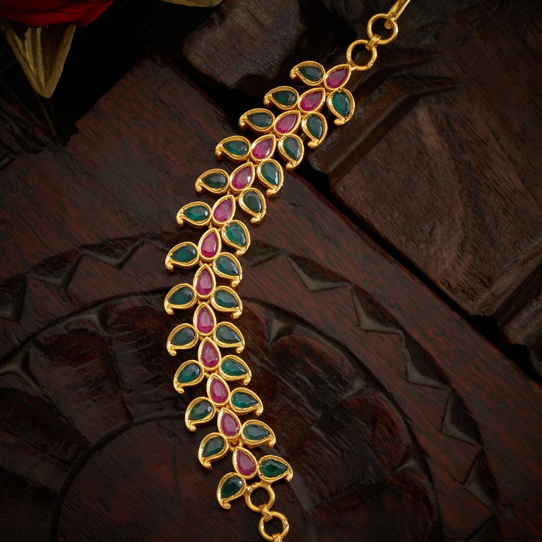 92.5 Silver, 24kt Gold Polish Dakshin Stone Matil | SHOBITAM