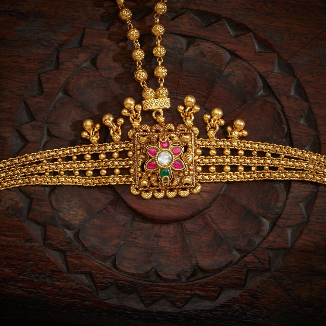 92.5 Silver, 24kt Gold Polish Kusum Antique Haath Phool | SHOBITAM