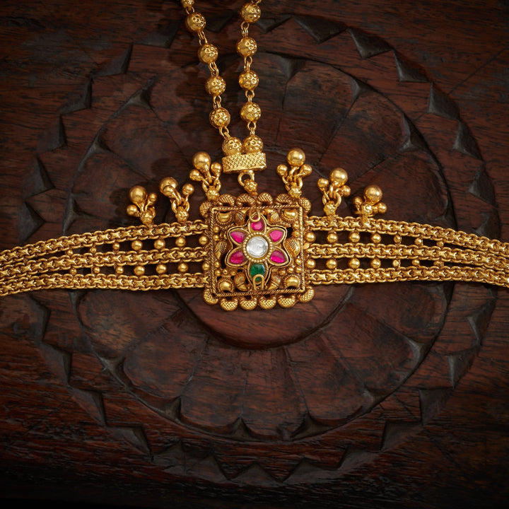 92.5 Silver, 24kt Gold Polish Kusum Antique Haath Phool | SHOBITAM