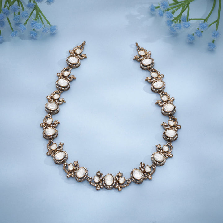 92.5 Silver, Gold Plated Hiranmayi Moissanite Necklace | SHOBITAM