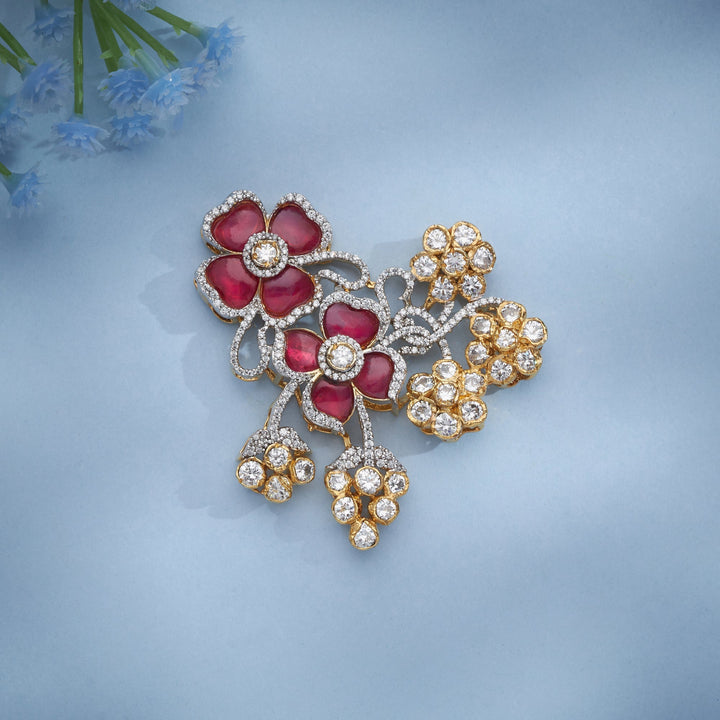 92.5 Silver,Gold Plated Avirika CZ Pendant Set | SHOBITAM