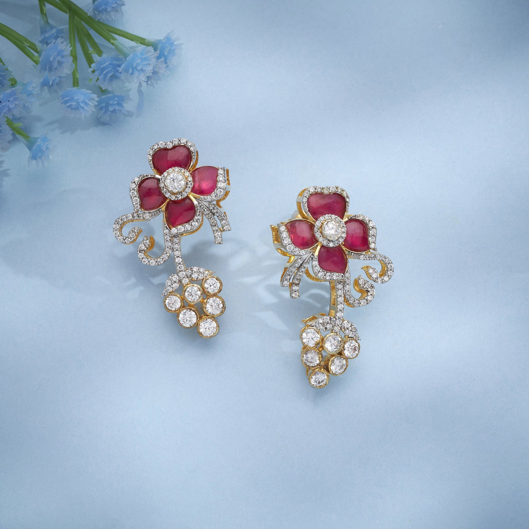 92.5 Silver,Gold Plated Avirika CZ Pendant Set | SHOBITAM