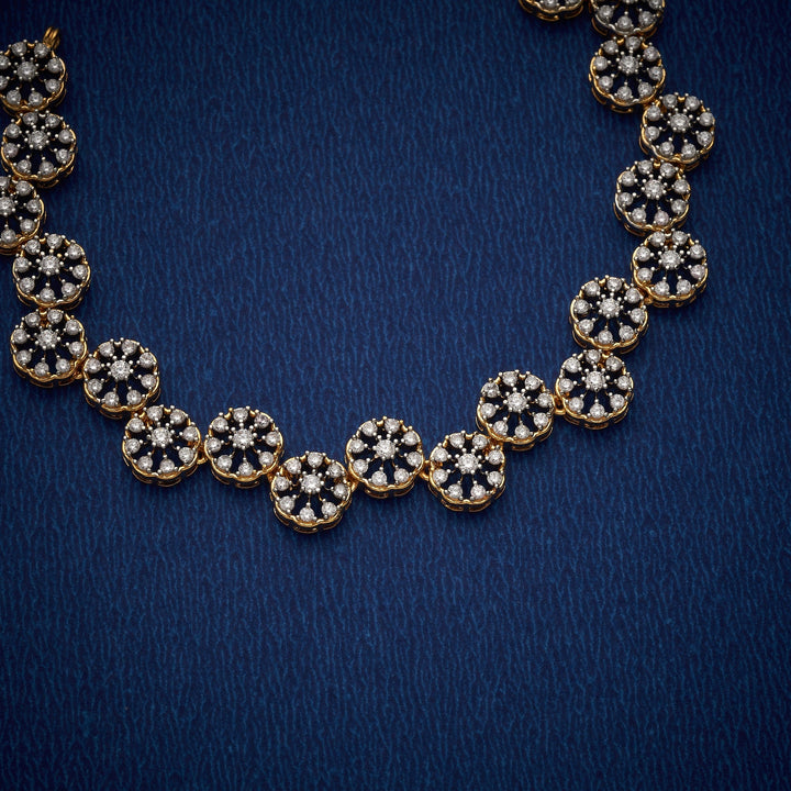 92.5 Silver ,Gold Plated Swarnika CZ Necklace Set | SHOBITAM