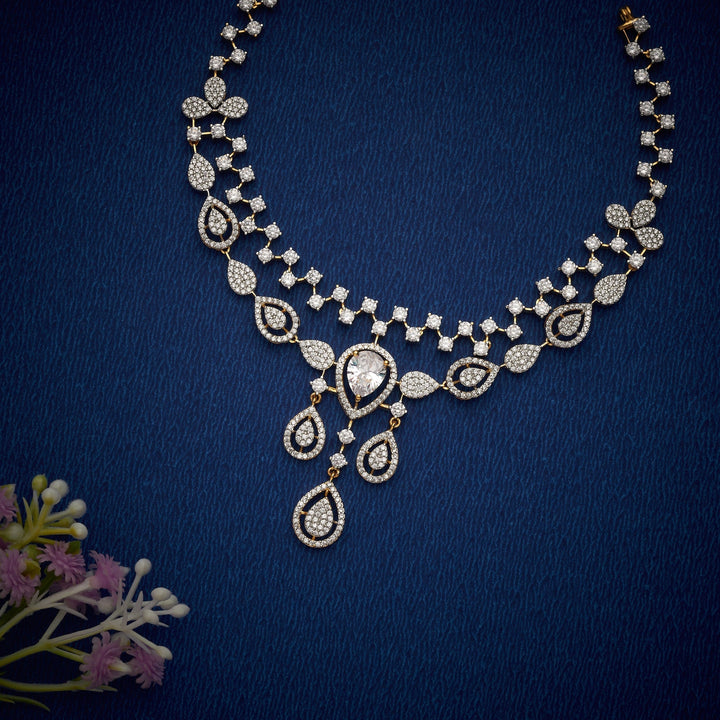 92.5 Silver.Gold Plated Gold Courtyard Necklace Set|SHOBITAM