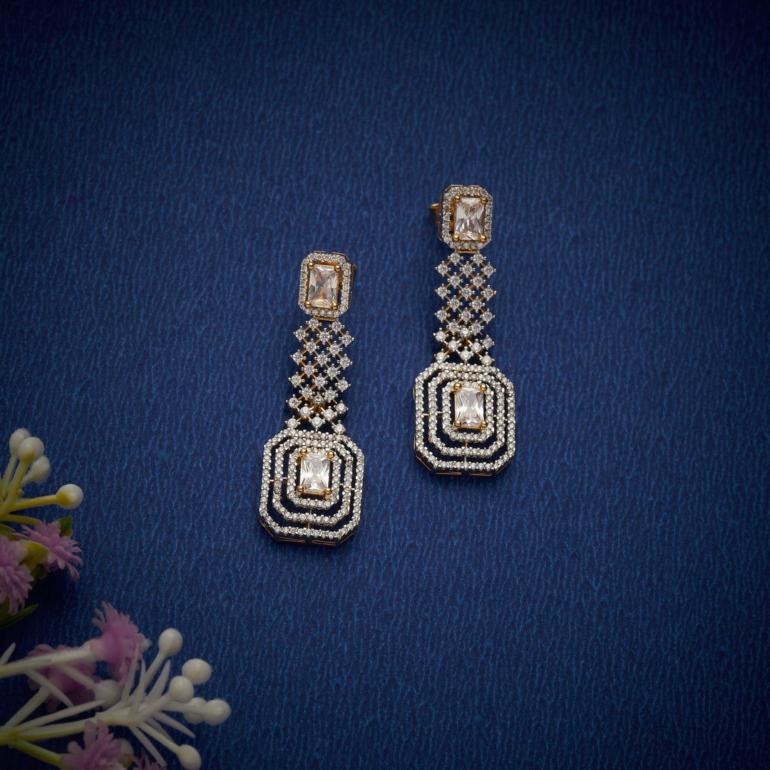 92.5 Silver, 24kt Gold Polish Zariya Luxe CZ Necklace Set | SHOBITAM