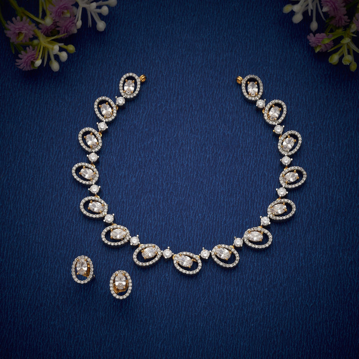 92.5 Silver, 24kt Gold Polish Saumyaa Shine Necklace Set | SHOBITAM