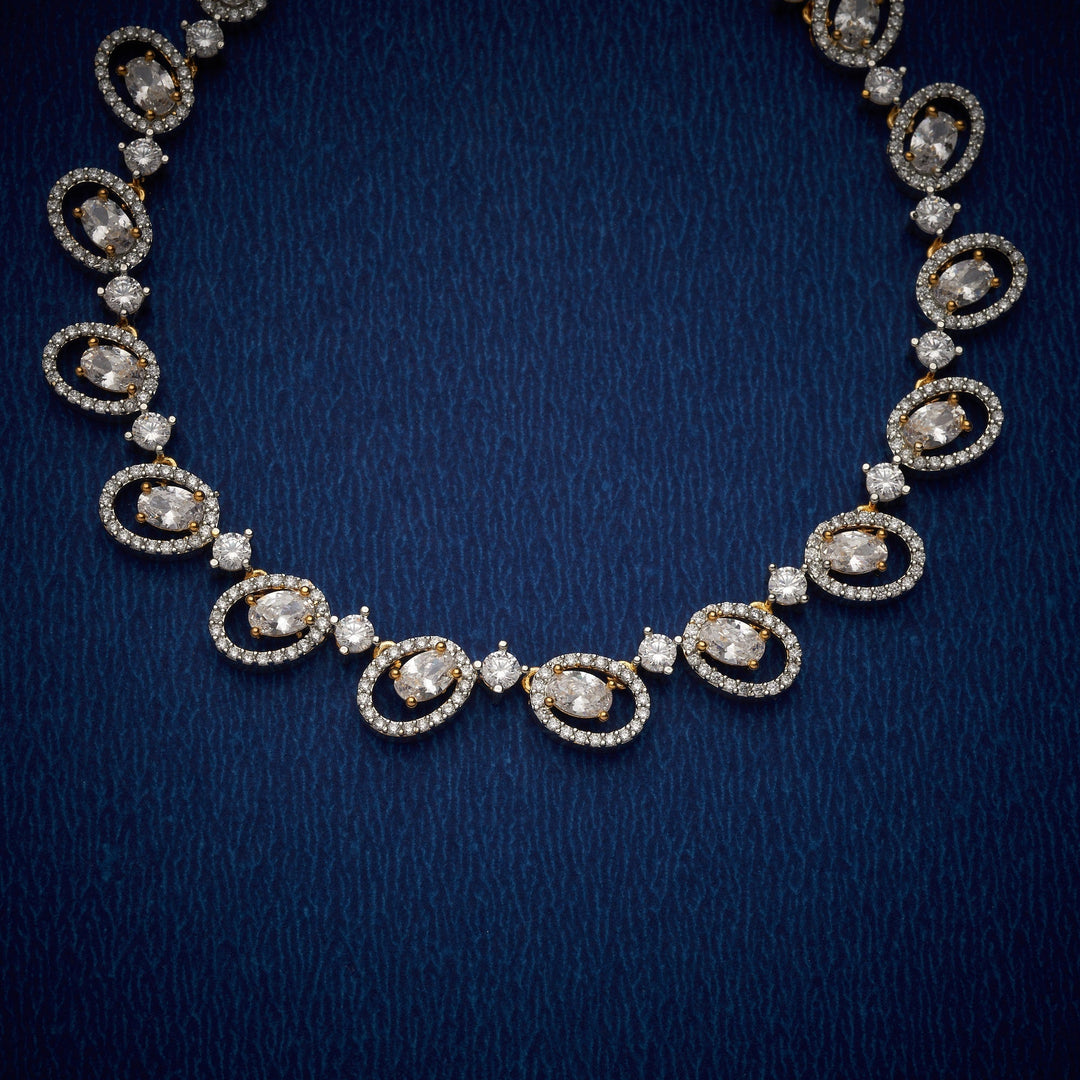 92.5 Silver, 24kt Gold Polish Saumyaa Shine Necklace Set | SHOBITAM