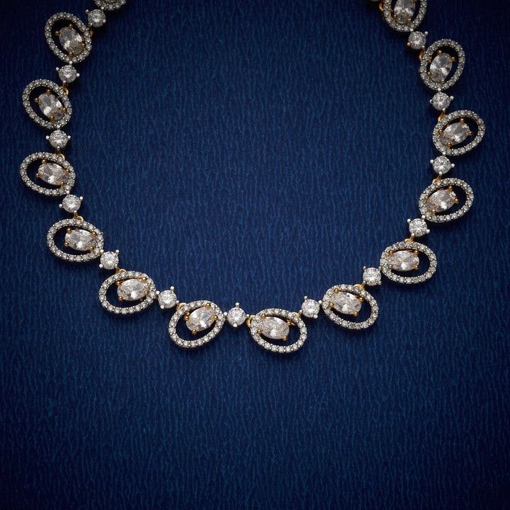 92.5 Silver, 24kt Gold Polish Saumyaa Shine Necklace Set | SHOBITAM