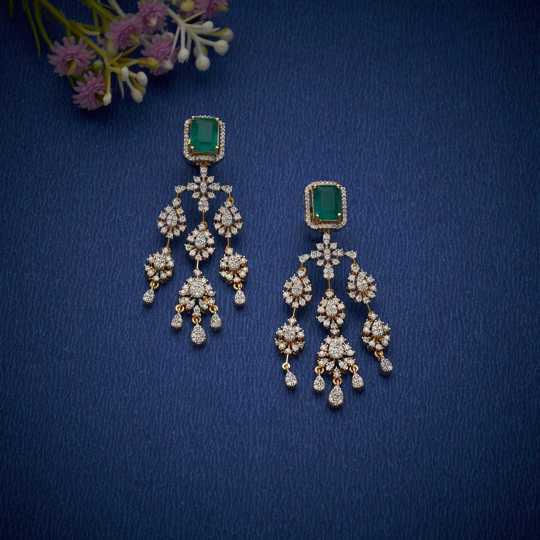 92.5 Silver, 24kt Gold Polish Crowned Carats CZ Necklace Set | SHOBITAM