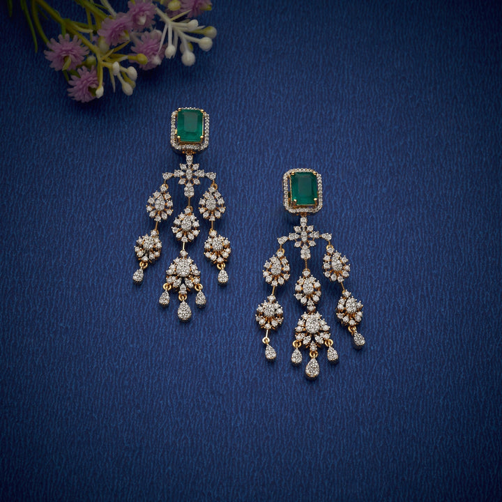 92.5 Silver, 24kt Gold Polish Crowned Carats CZ Necklace Set | SHOBITAM