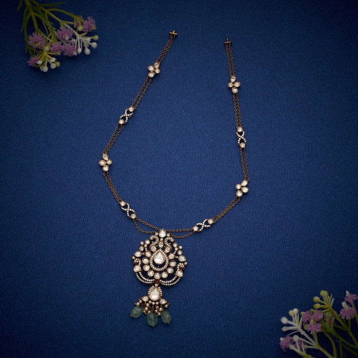 92.5 Silver, 24kt Gold Polish Lady Briar Victorian Necklace | SHOBITAM