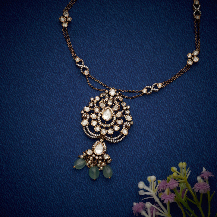 92.5 Silver, 24kt Gold Polish Lady Briar Victorian Necklace | SHOBITAM