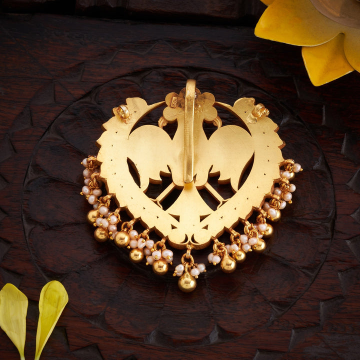 92.5 Silver, 24kt Gold Plated, Berunda Kundan Pendant | SHOBITAM