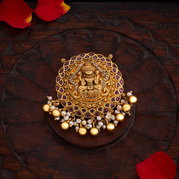 92.5 Silver, 24kt Gold Plated, Shridevi Temple Pendant | SHOBITAM