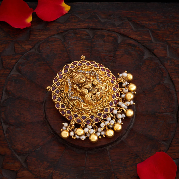 92.5 Silver, 24kt Gold Plated, Shridevi Temple Pendant | SHOBITAM