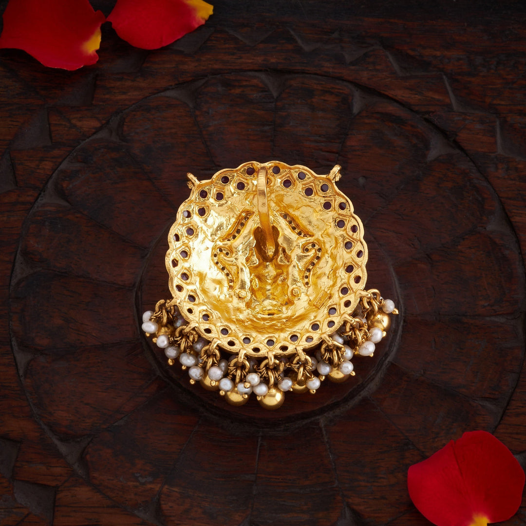 92.5 Silver, 24kt Gold Plated, Shridevi Temple Pendant | SHOBITAM