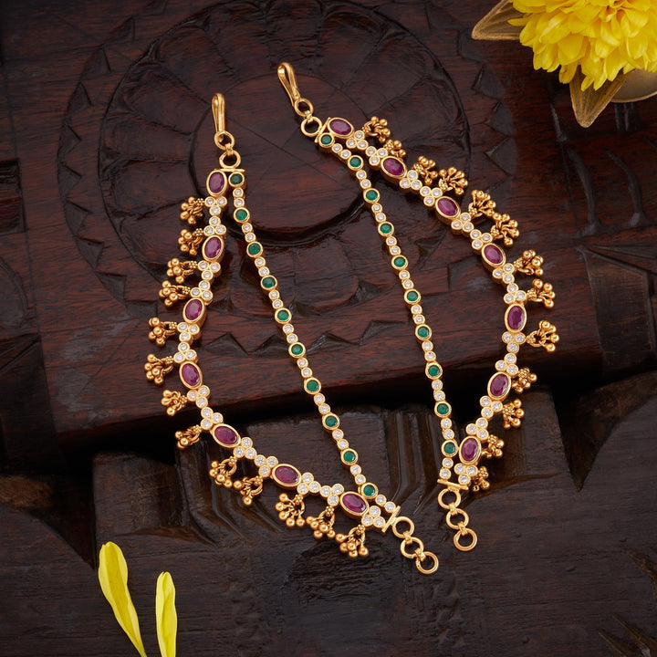 92.5 Silver, Gold Plated, Meera Stone Matil | SHOBITAM
