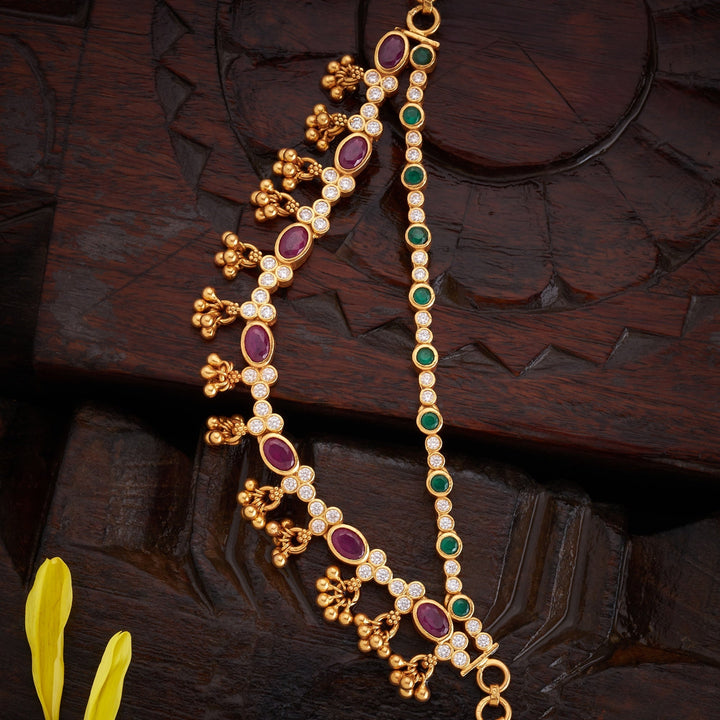 92.5 Silver, Gold Plated, Meera Stone Matil | SHOBITAM