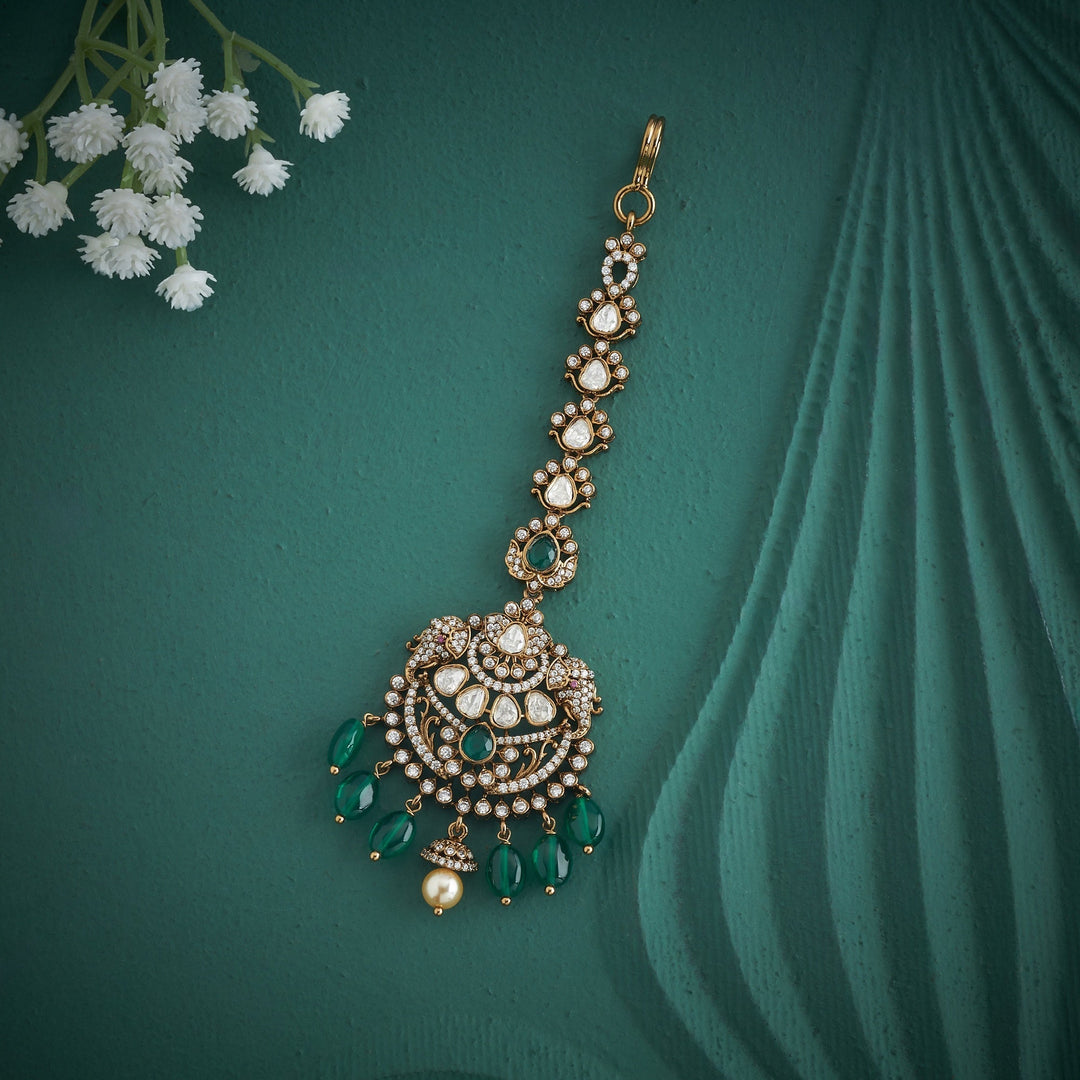 92.5 Silver, 24kt Gold Plated, Gajlore Crown Maang Tikka | SHOBITAM