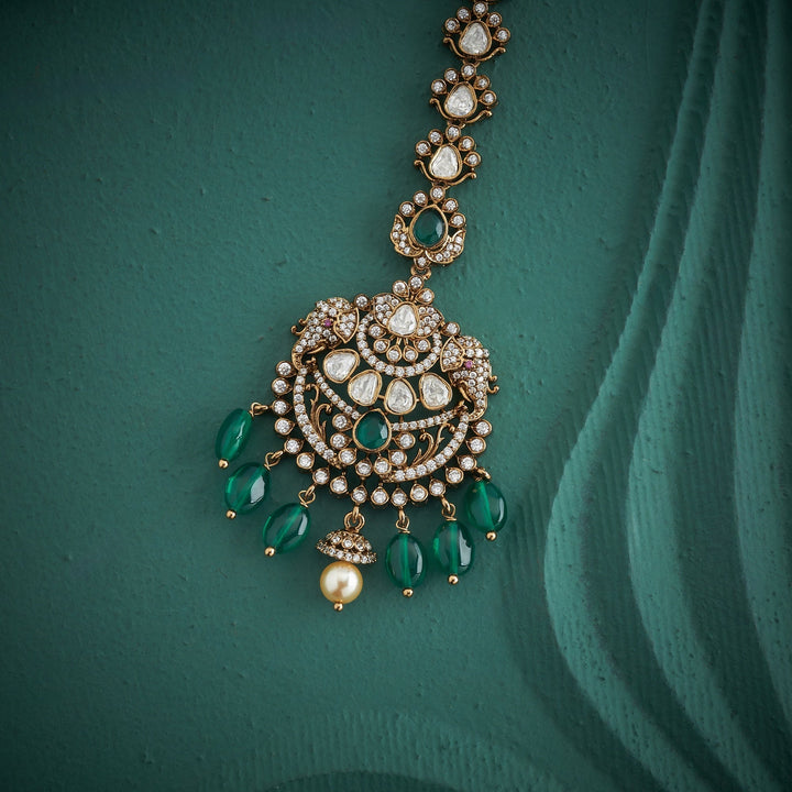 92.5 Silver, 24kt Gold Plated, Gajlore Crown Maang Tikka | SHOBITAM