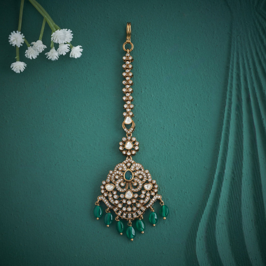 92.5 Silver, Gold Plated, Yogira Victorian Tikka | SHOBITAM