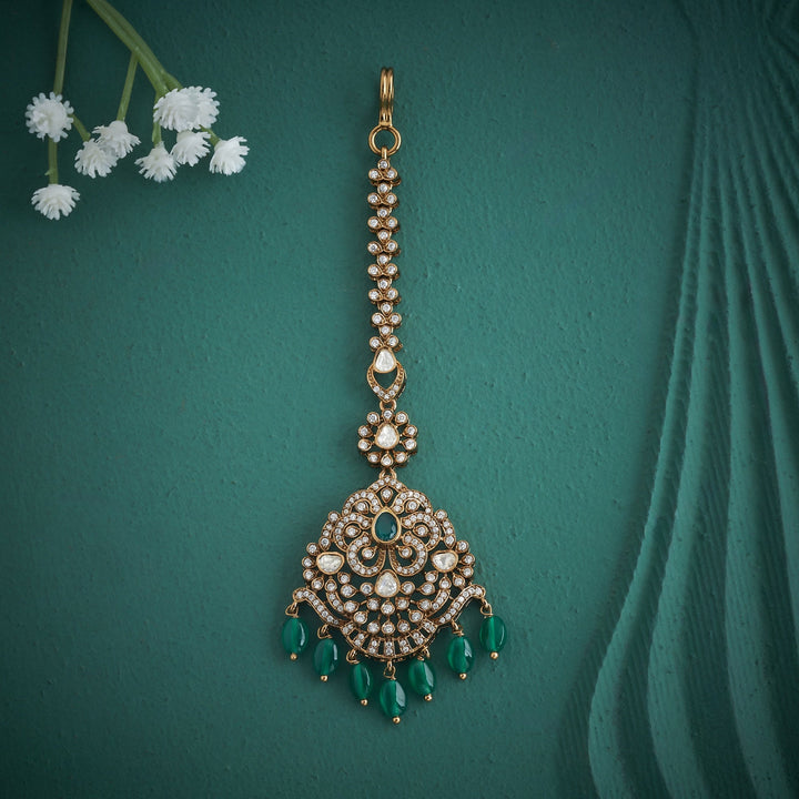 92.5 Silver, Gold Plated, Yogira Victorian Tikka | SHOBITAM