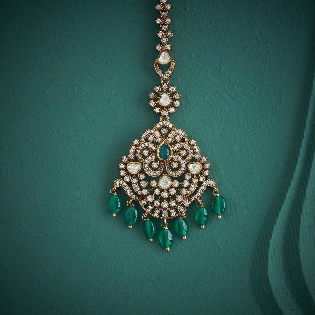 92.5 Silver, Gold Plated, Yogira Victorian Tikka | SHOBITAM