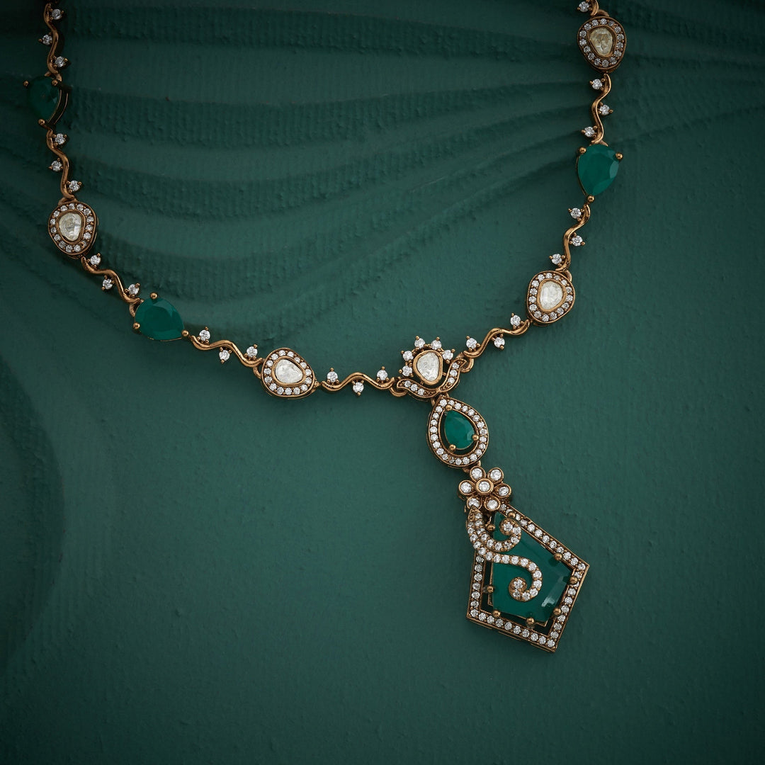 92.5 Silver, Gold Plated, Garden Of Victorian Necklace Set | SHOBITAM
