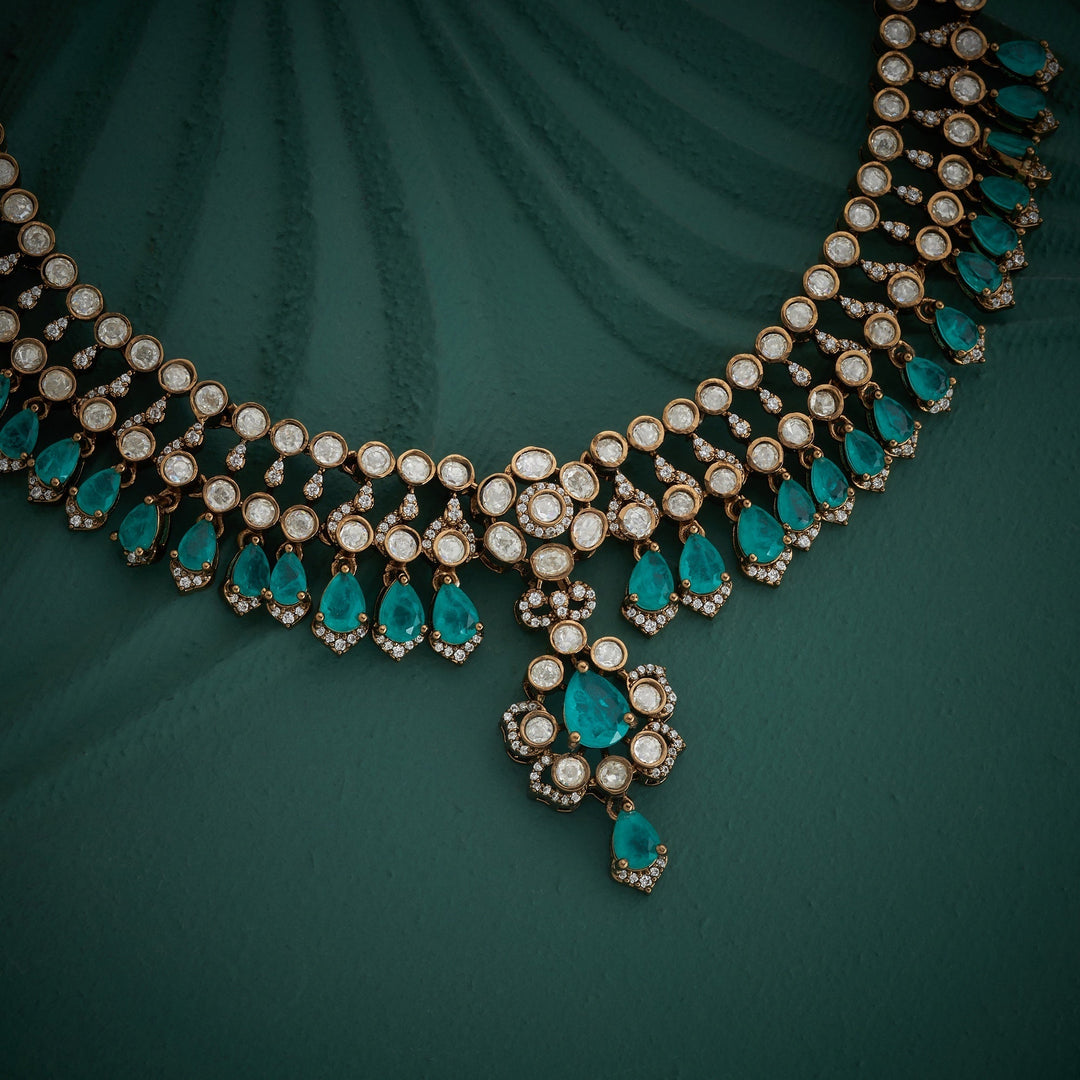 92.5 Silver, 24ktGold Plated, Archira Victorian Necklace Set | SHOBITAM