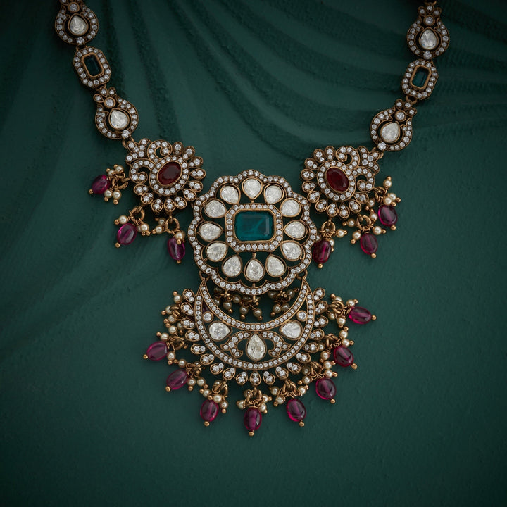 92.5 Silver, Gold Plated, Crestveil Victorian Necklace Set | SHOBITAM