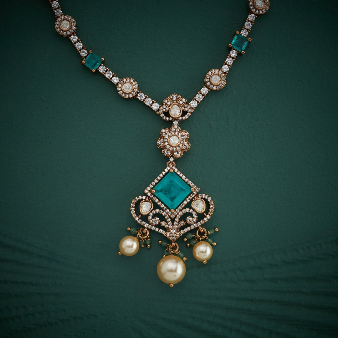 92.5 Silver, 24ktGold Plated, Vitange Victorian Necklace Set | SHOBITAM