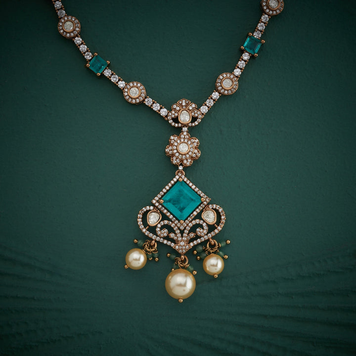 92.5 Silver, 24ktGold Plated, Vitange Victorian Necklace Set | SHOBITAM