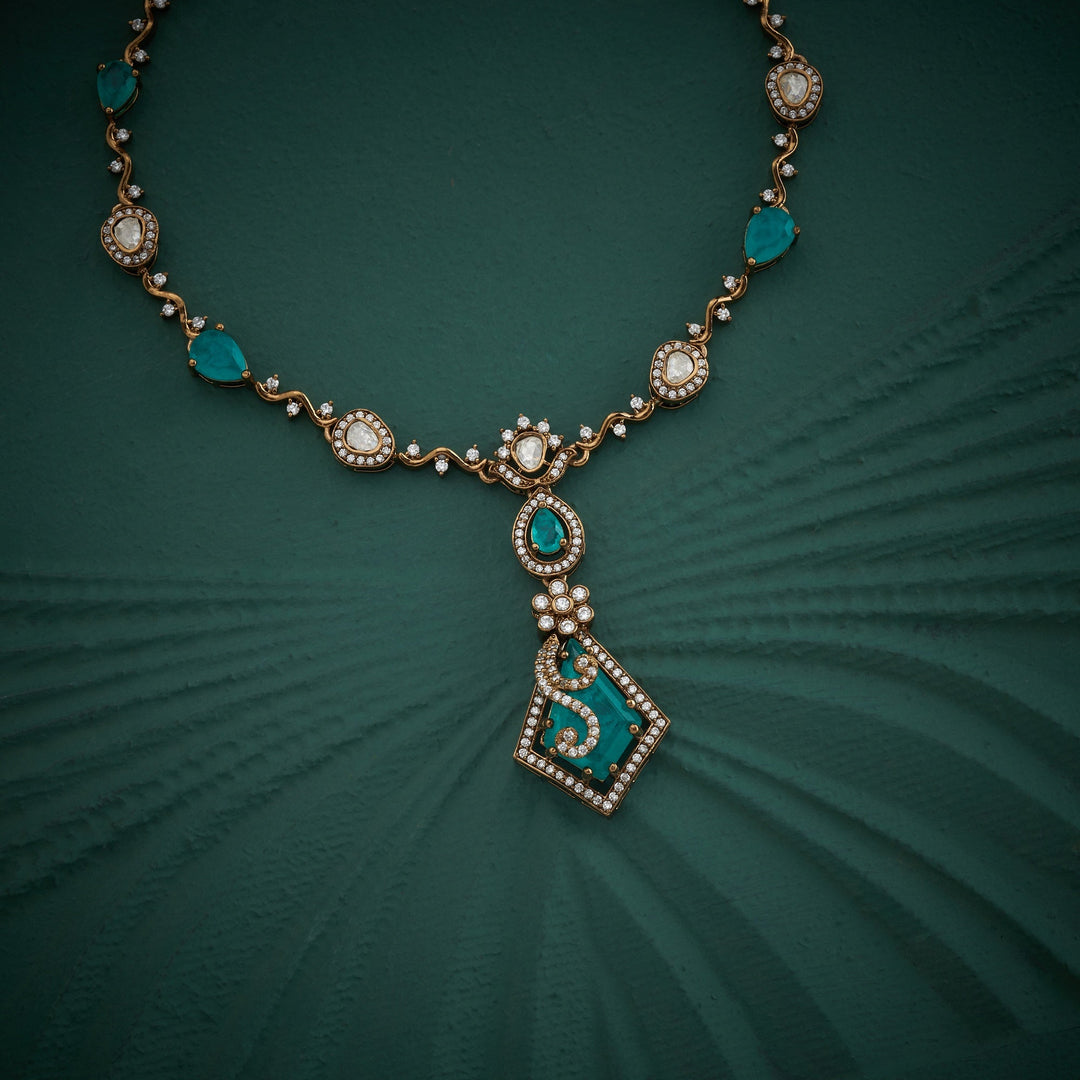 92.5 Silver, Gold Plated, Garden Of Victorian Necklace Set | SHOBITAM