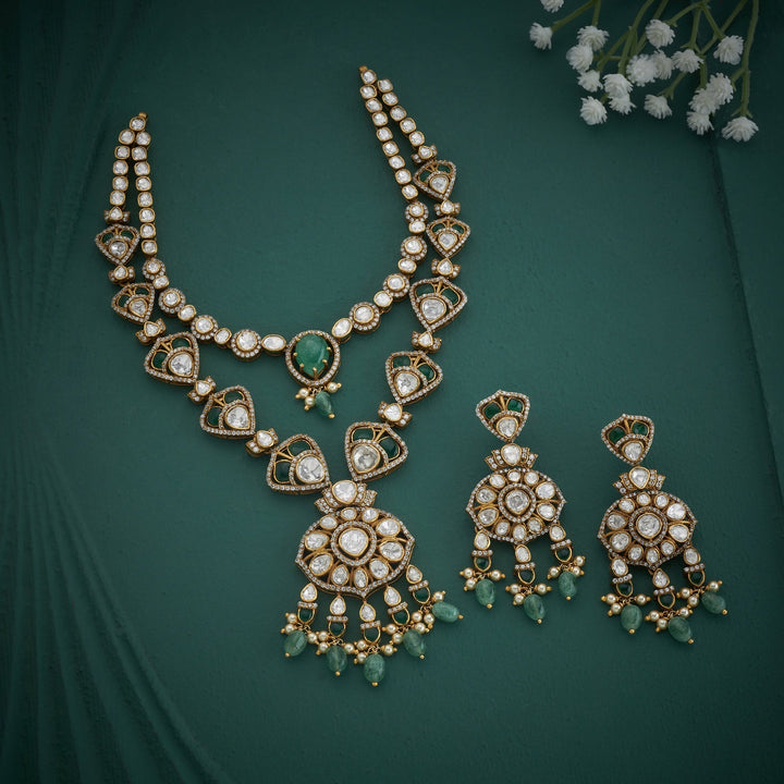 92.5 Silver, Gold Plated, Victorian Belle Necklace Set | SHOBITAM