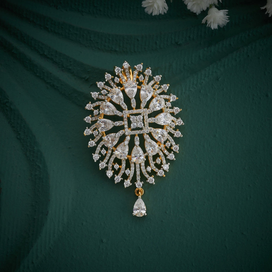 92.5 Silver, 24kt Gold Plated, Radiant CZ Pendant Set | SHOBITAM