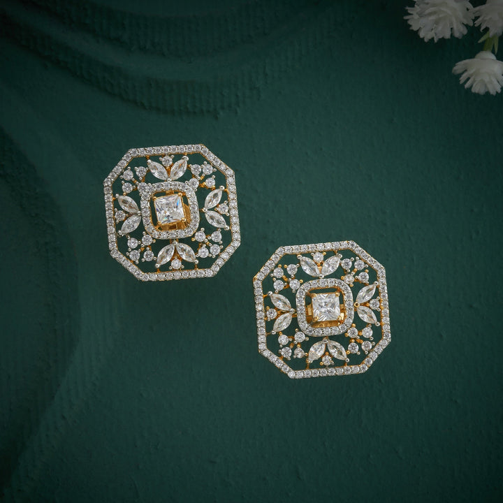 92.5 Silver, 24kt Gold Plated, Aristia CZ Pendant Set | SHOBITAM